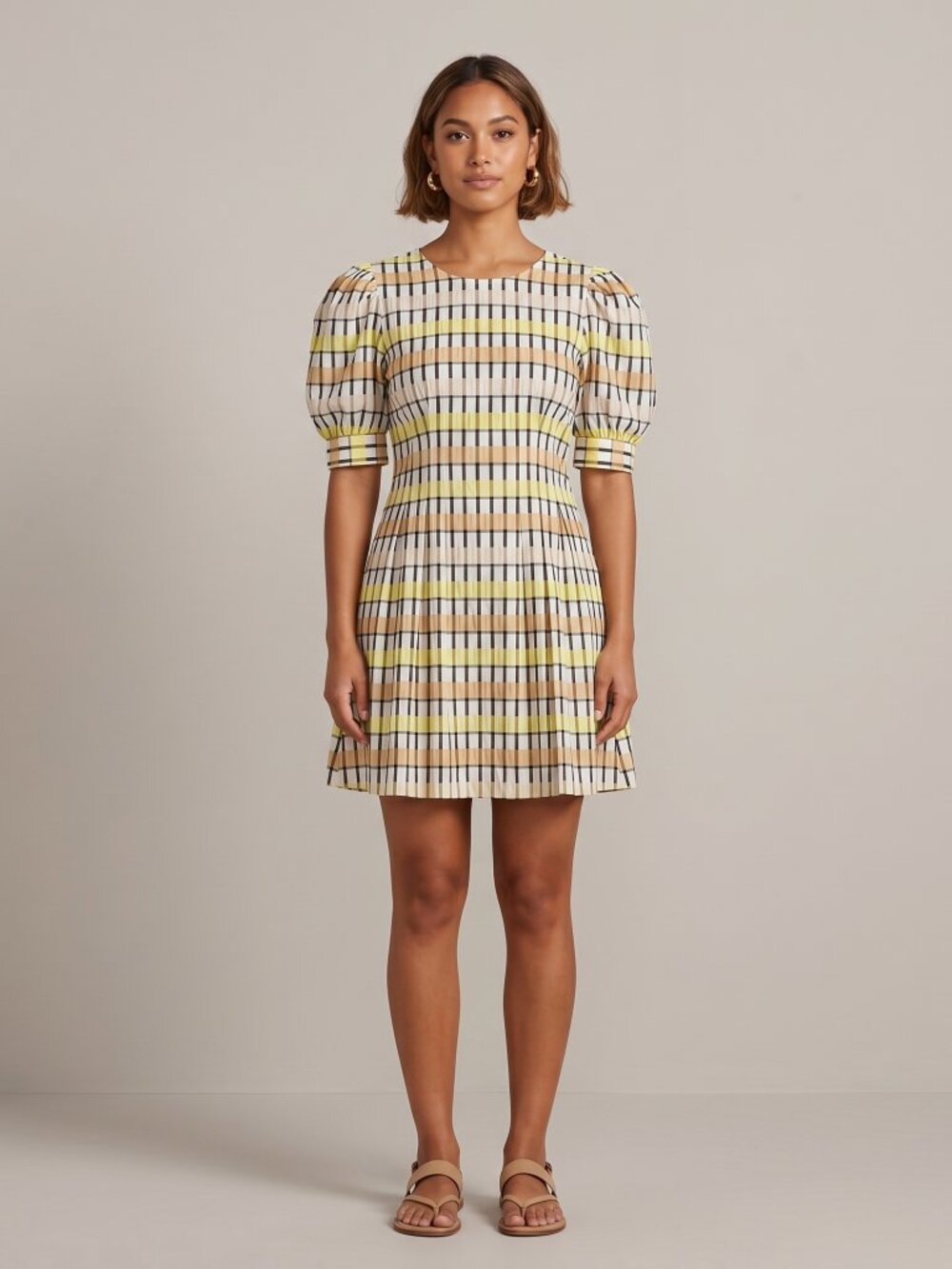 NWT Baum Und Pferdgarten  Aurelia Checked Seersucker Mini Dress, Size Small
